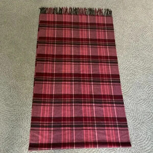Pink and black plaid wide scarf/ wrap